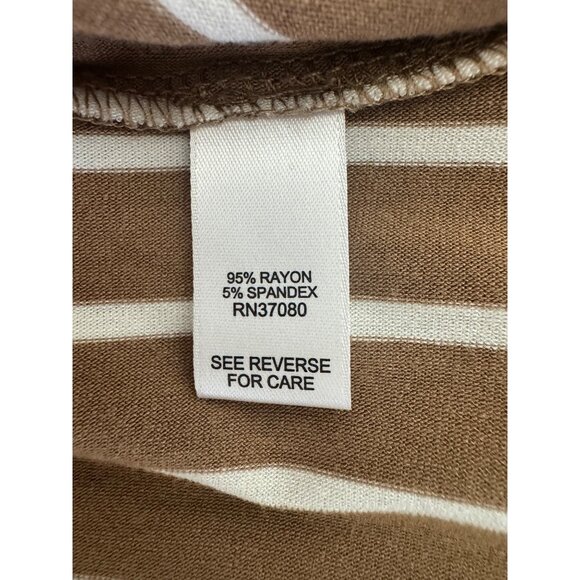 Caato Tan White Striped V-Neck High-Low Maxi Dress w/Pockets Size 22/24W 3X Plus - Picture 7 of 9